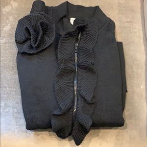 Sonia Rykiel Enfant black ruffle knit sweater